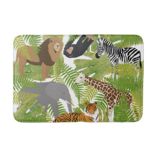 Cute Jungle Animals Safari Boy   Flickor Badrumsmatta