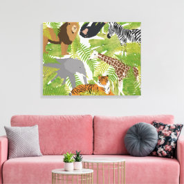 Cute Jungle Animals Safari Boy | Flickor Canvastryck