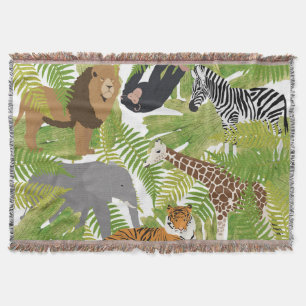 Cute Jungle Animals Safari Boy   Flickor Filt