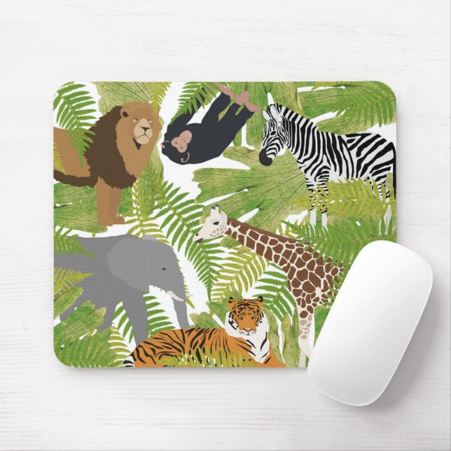 Cute Jungle Animals Safari Boy | Flickor Musmatta (Med mus)