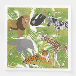 Cute Jungle Animals Safari Boy | Flickor Pappersservett