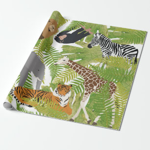 Cute Jungle Animals Safari Boy Flickor Presentpapper