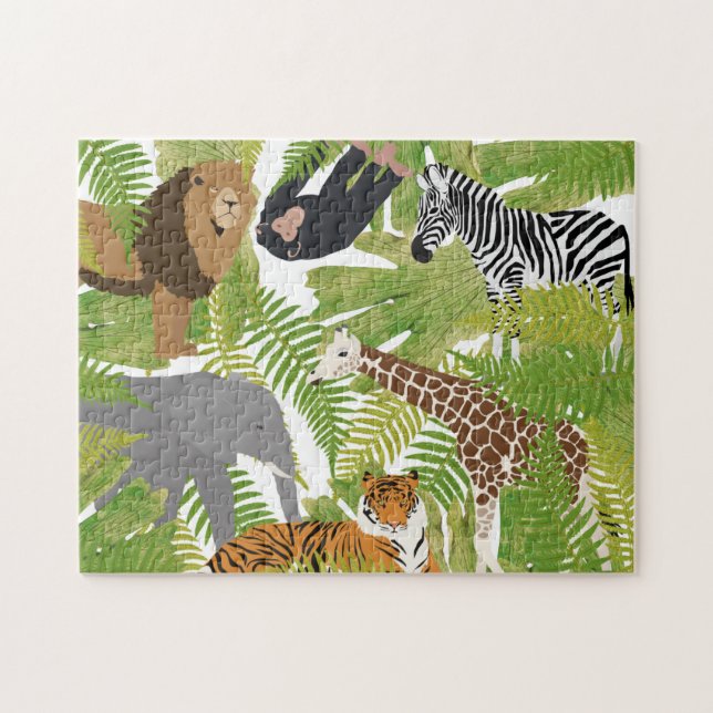 Cute Jungle Animals Safari Boy | Flickor Pussel (Horisontell)