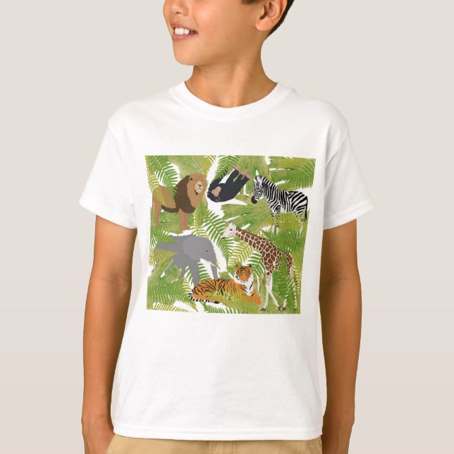 Cute Jungle Animals Safari Boy | Flickor T Shirt (Framsida)