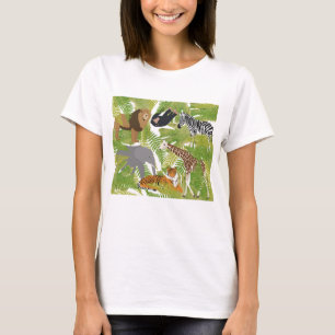 Cute Jungle Animals Safari Boy Flickor T Shirt