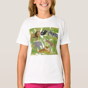Cute Jungle Animals Safari Boy   Flickor T Shirt