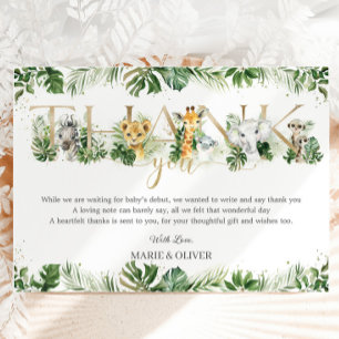 Cute Jungle Animals Safari Greenery Baby Shower Tack Kort