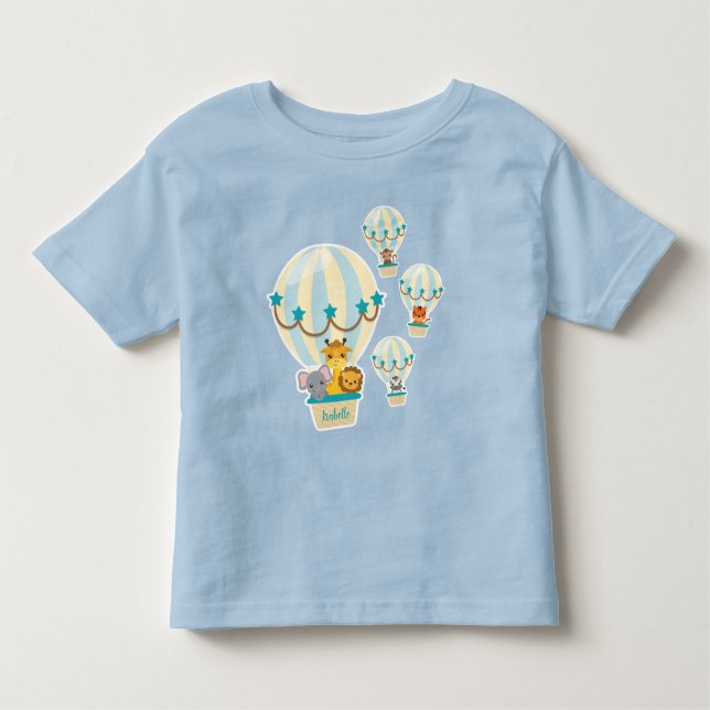 Cute Jungle Animals som flyger i Luftballonger T Shirt (Framsida)