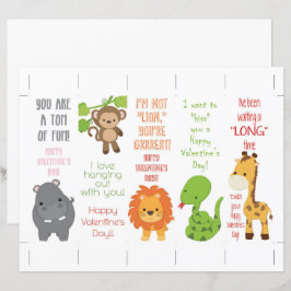Cute Jungle Animals Valentines Bokmärken