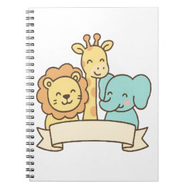 Cute Jungle Animals with Banner – Safari Nursery Anteckningsbok