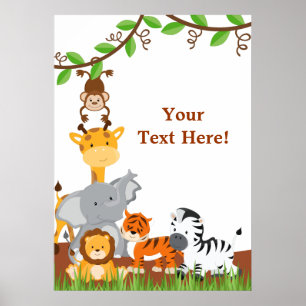 Cute Jungle Baby djur Poster