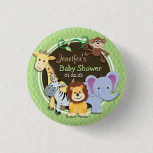 Cute Jungle Baby Shower; Ovaler för ljussken Grönt Knapp
