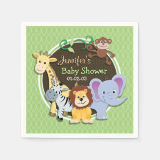 Cute Jungle Baby Shower; Ovaler för ljussken Grönt Pappersservett