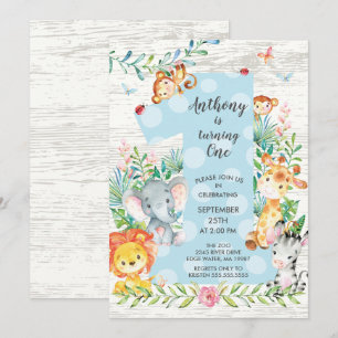 Cute Jungle Big One Boys Birthday-inbjudan Inbjudningar