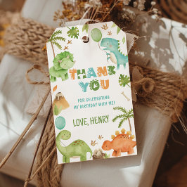 Cute Jungle Dinosaur Boy Birthday Party Thank You Presentetikett