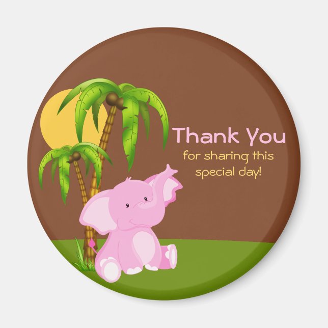 Cute Jungle Elephant Girl Tack Magnet (Framsidan)