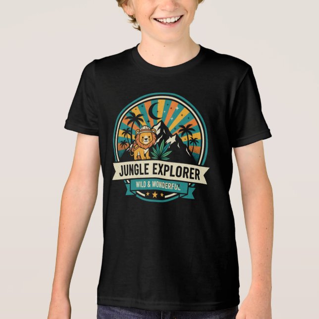 Cute Jungle Explorer Safari Lion Wild Kids' Shirt T Shirt (Framsida)