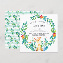 Cute Jungle Giraffe Baby Shower Inbjudningar
