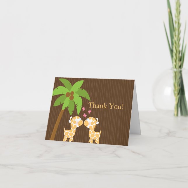 Cute Jungle Giraffe Många Baby Shower Tack Kort (Framsida)