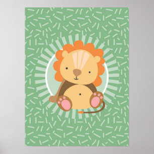 Cute Jungle Lejon - Lilla Zoo Animals Poster