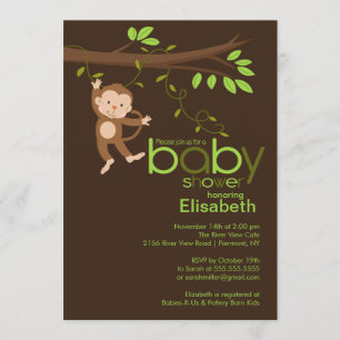 Cute Jungle Monkey Baby Shower-inbjudningar Inbjudningar