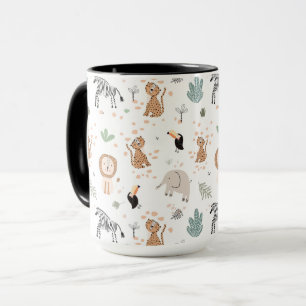 Cute Jungle Rainforest Animals Mönster Mugg
