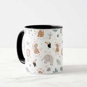Cute Jungle Rainforest Animals Mönster Mugg