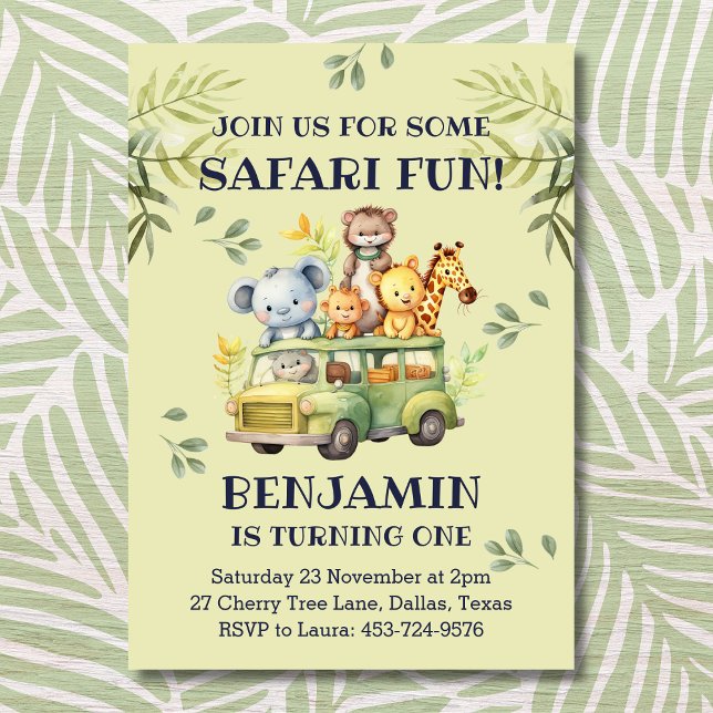 Cute Jungle Safari 1:a födelsedagen Inbjudningar (Skapare uppladdad)