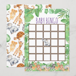 Cute Jungle Safari Animal Baby Shower Baby Bingo Inbjudningar