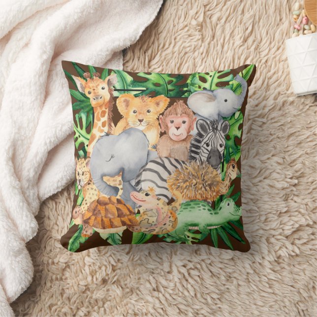 Cute Jungle Safari Animal Personlig Kudde (Filt)