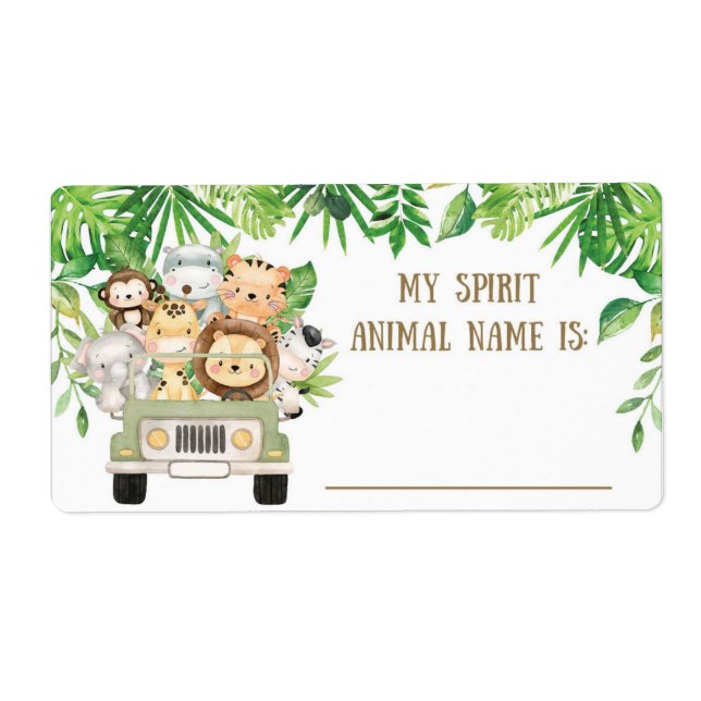 Cute Jungle Safari Animal Spirit Namn Game Namn Fraktsedel (Framsidan)