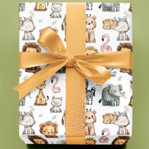 Cute Jungle Safari animals Baby dusch Presentpapper