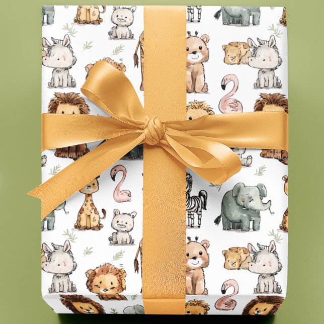 Cute Jungle Safari animals Baby dusch Presentpapper (Skapare uppladdad)