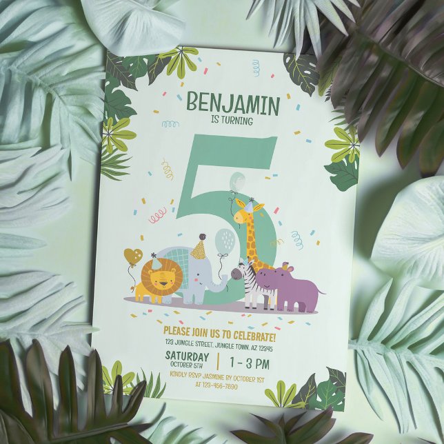 Cute Jungle Safari Animals Birthday Inbjudningar (Skapare uppladdad)