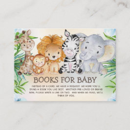 Cute Jungle Safari Animals Bokar for Baby Shower Tilläggskort