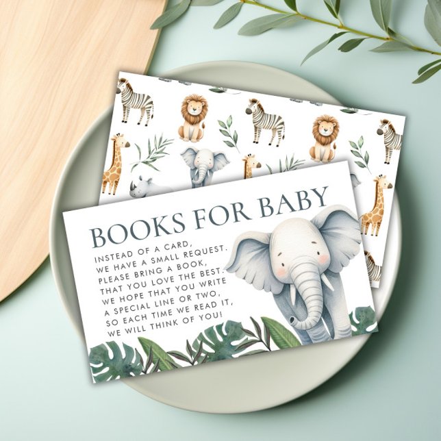 Cute Jungle Safari Animals Greenery Bokar för Baby Tilläggskort (Cute Jungle Safari Animals Greenery Books for Baby Enclosure Card)