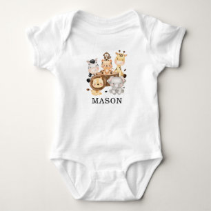 Cute Jungle Safari Animals Monogram Namn T Shirt