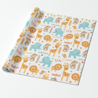 Cute Jungle Safari Animals Mönster Presentpapper