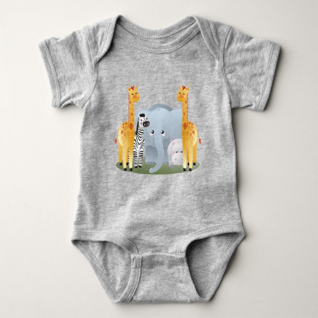 Cute Jungle Safari Animals T Shirt (Framsida)