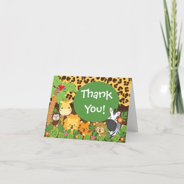 Cute Jungle Safari Animals Tack Kort (Framsida)