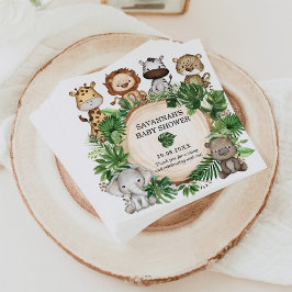 Cute Jungle Safari Animals Tropical Greenery Baby Pappersservett