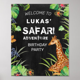 Cute Jungle Safari Äventyr Birthday Välkommen Poster