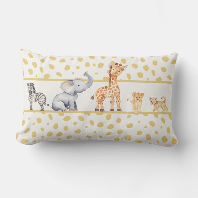 Cute Jungle Safari Baby djur Lumbarkudde (Framsida)