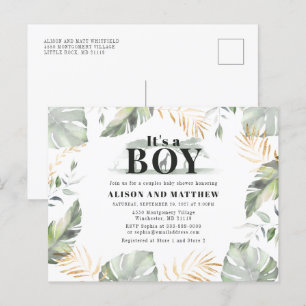 Cute Jungle Safari Baby Shower Boys Giraffe Inbjudan Vykort