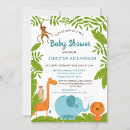 Cute Jungle Safari Baby Shower Inbjudningar
