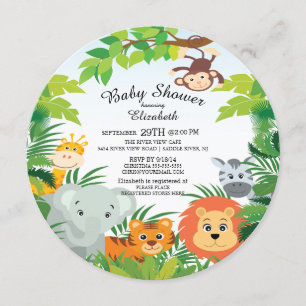 Cute Jungle Safari Baby Shower-inbjudningar Inbjudningar