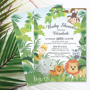 Cute Jungle Safari Baby Shower-inbjudningar Inbjudningar