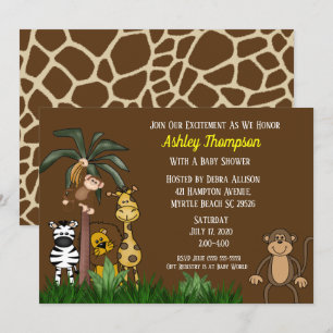 Cute Jungle Safari Baby Shower-inbjudningar Inbjudningar
