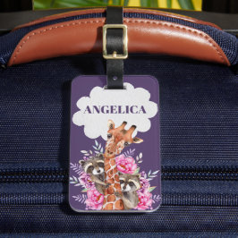 Cute Jungle Safari Blommigt Giraffe Kids Bagagebricka