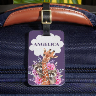 Cute Jungle Safari Blommigt Giraffe Kids Bagagebricka